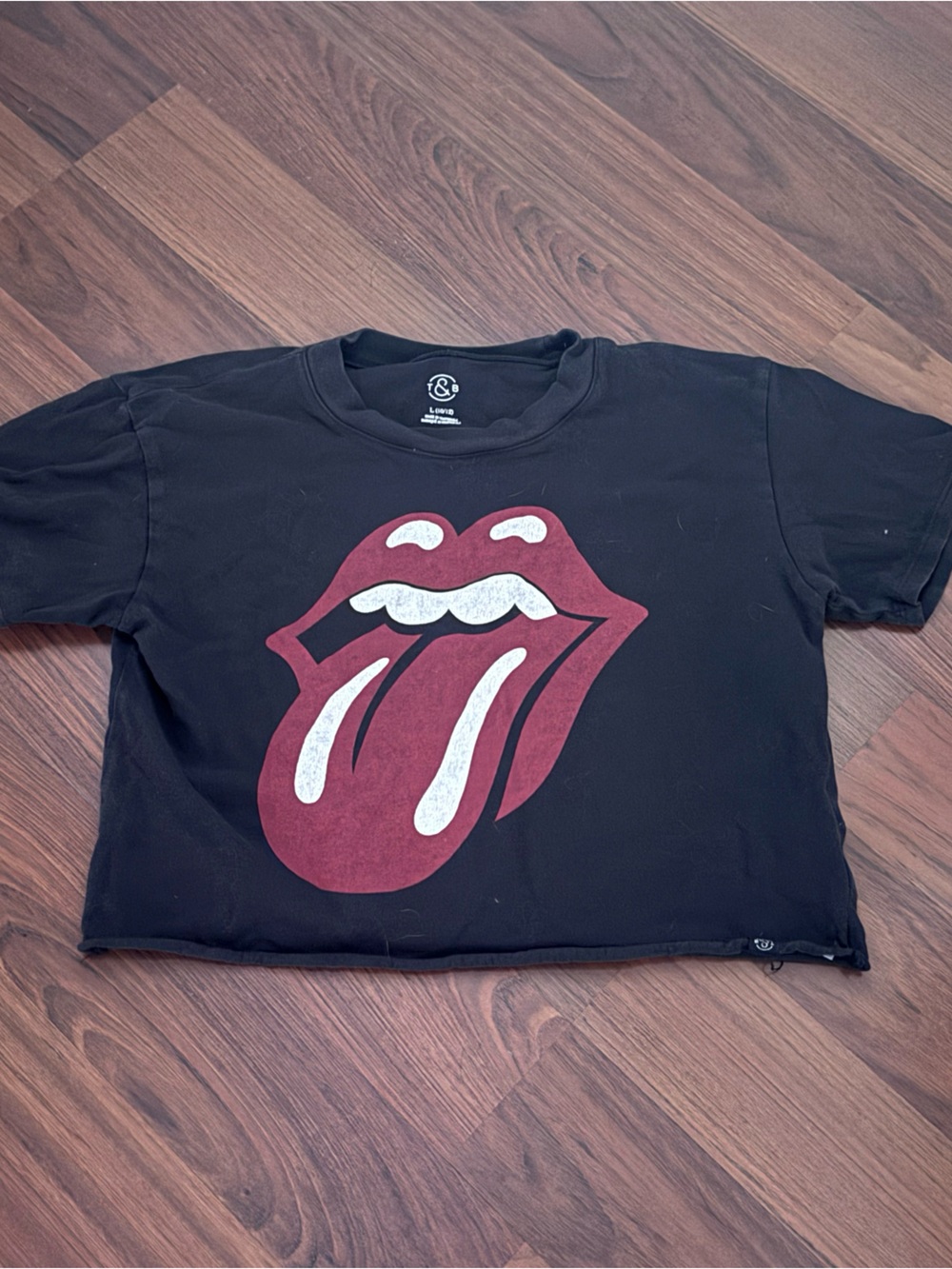 FREE Girls Treasure & Bond Rolling Stones Cropped Raw Edge T Shirt Size 10/12